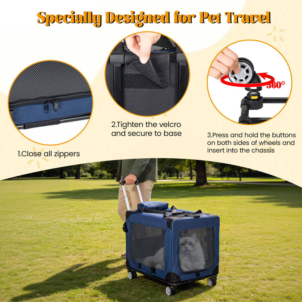 Collapsible Travel Dog Crate on Wheels For Medium & Large Dogs. 24 or 28 Inch.