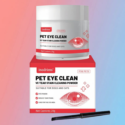 Pet eye cleaning powder with packaging