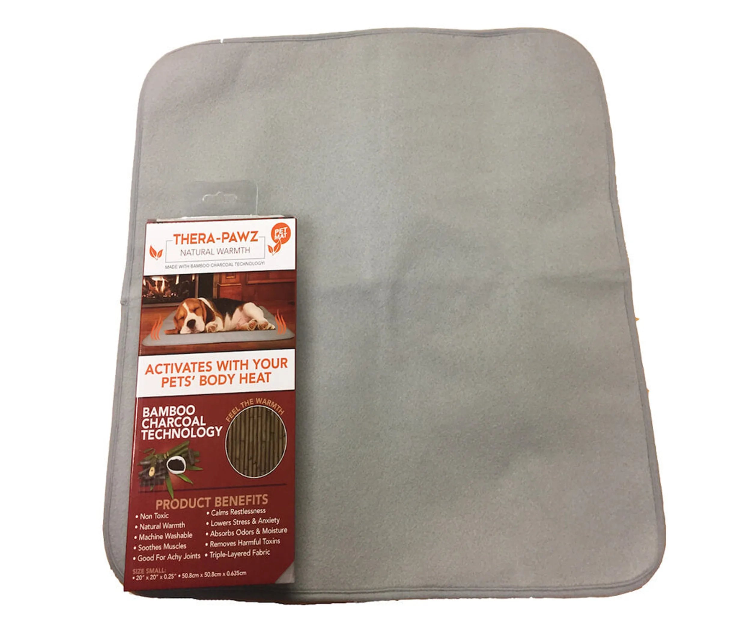 Gray pet heating pad with Thera-Pawz packaging