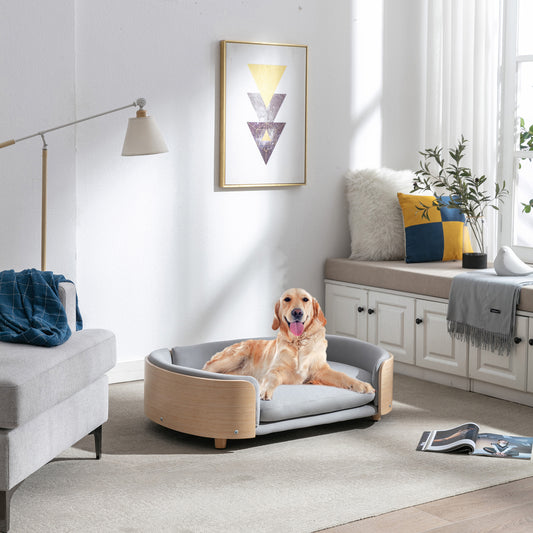 Scandinavian style Elevated Pet Sofa With Solid Wood legs and Wood Back, Multiple colors, Large Size