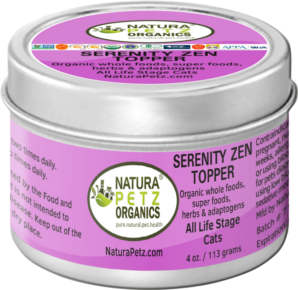 Natura Petz Organics Serenity Zen Topper container with purple label