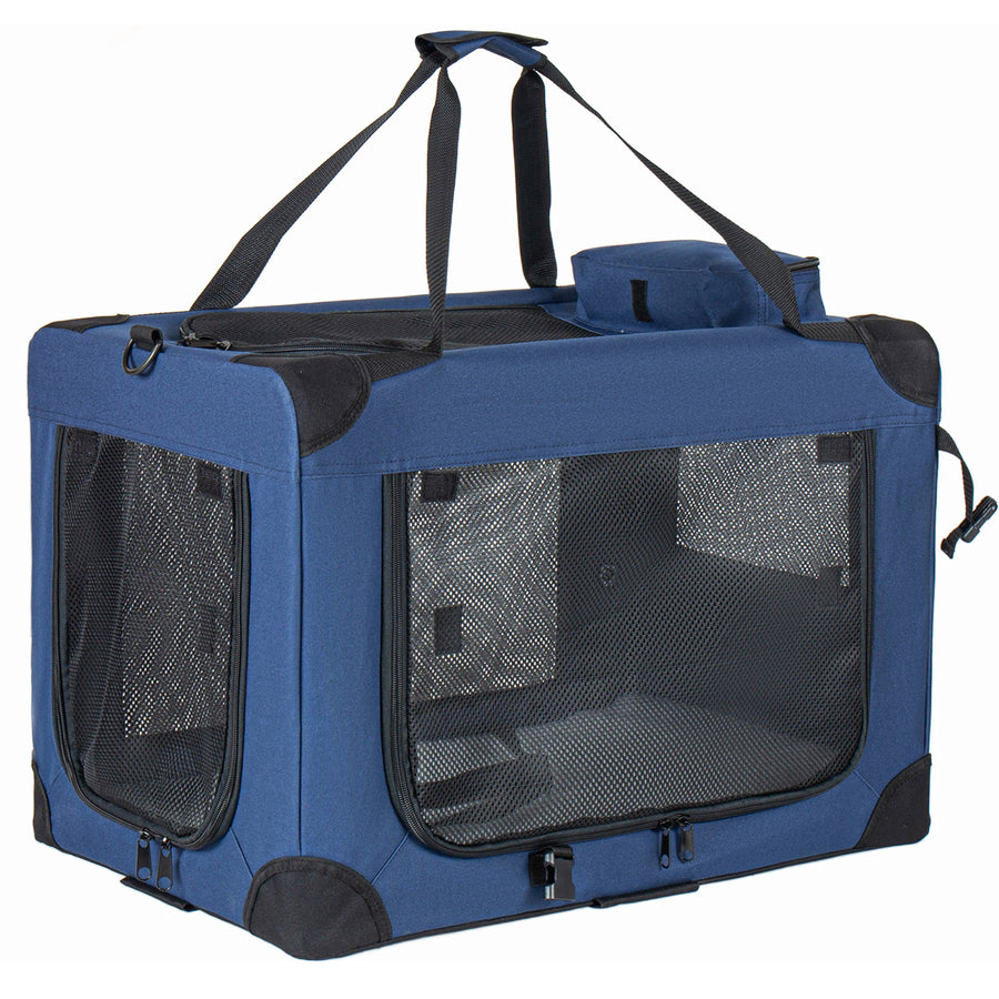 Collapsible Travel Dog Crate. Mesh Windows, Indoor Outdoor Use. 32, 36, & 40 inch.