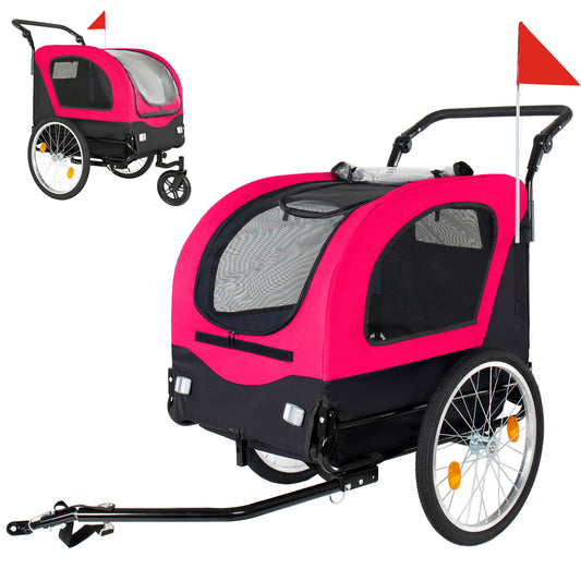 2-in-1 Foldable Bike Trailer & Pet Stroller With Air-Filled Wheels. For Dogs Up To 110lb.