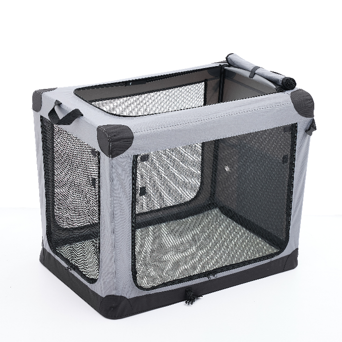 Foldable Dog Cage, Portable Travel Dog Cage With Three-door Mesh Windows 24|30|42 inch - Grey