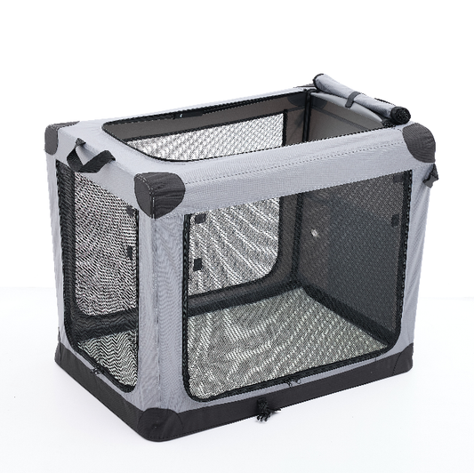 Portable Foldable Dog Crate, With Three-door Mesh Windows 24 inch