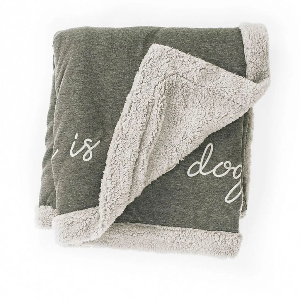 Gray blanket with sherpa lining