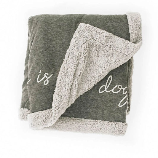 Gray blanket with sherpa lining