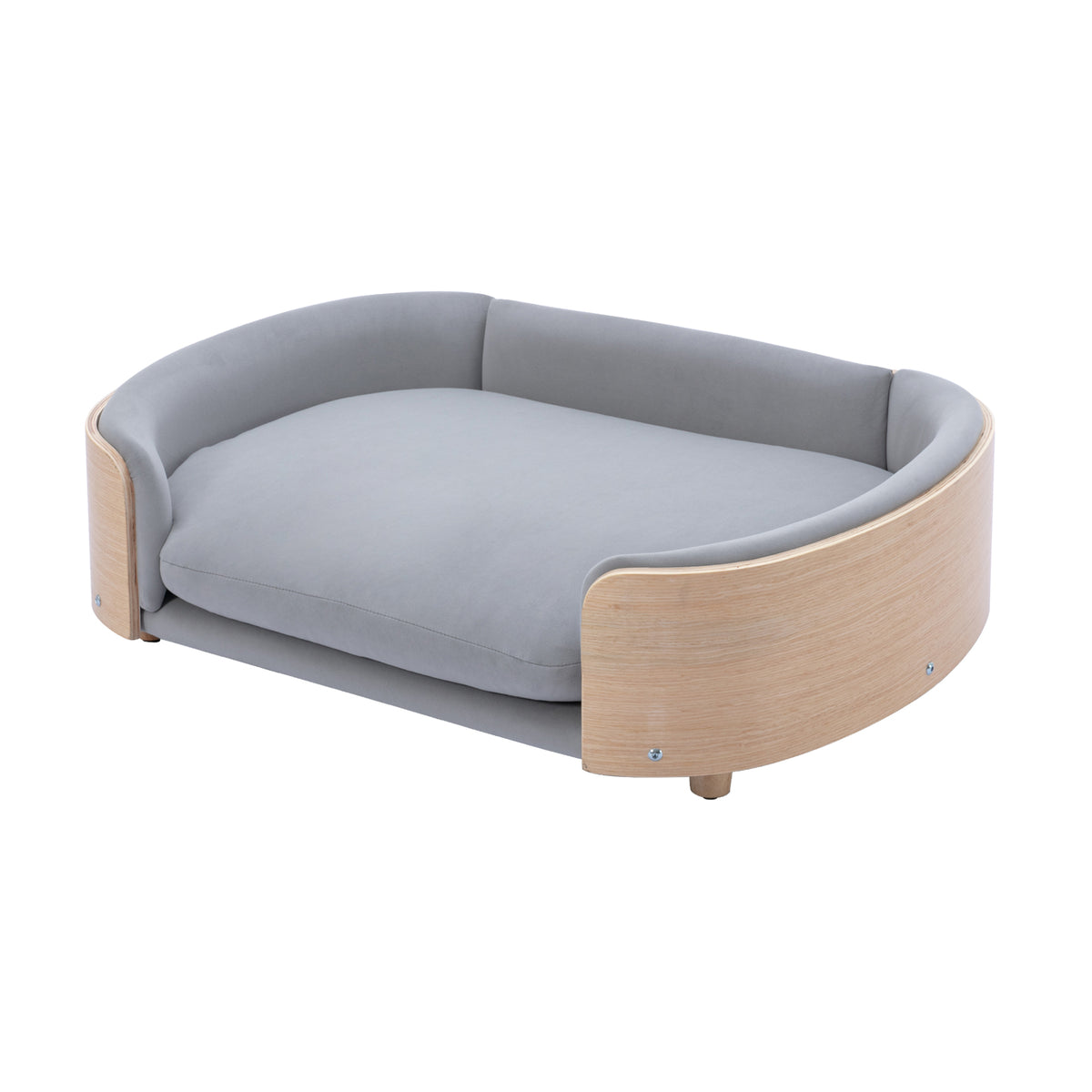 Scandinavian style Elevated Pet Sofa With Solid Wood legs and Wood Back, Multiple colors, Large Size