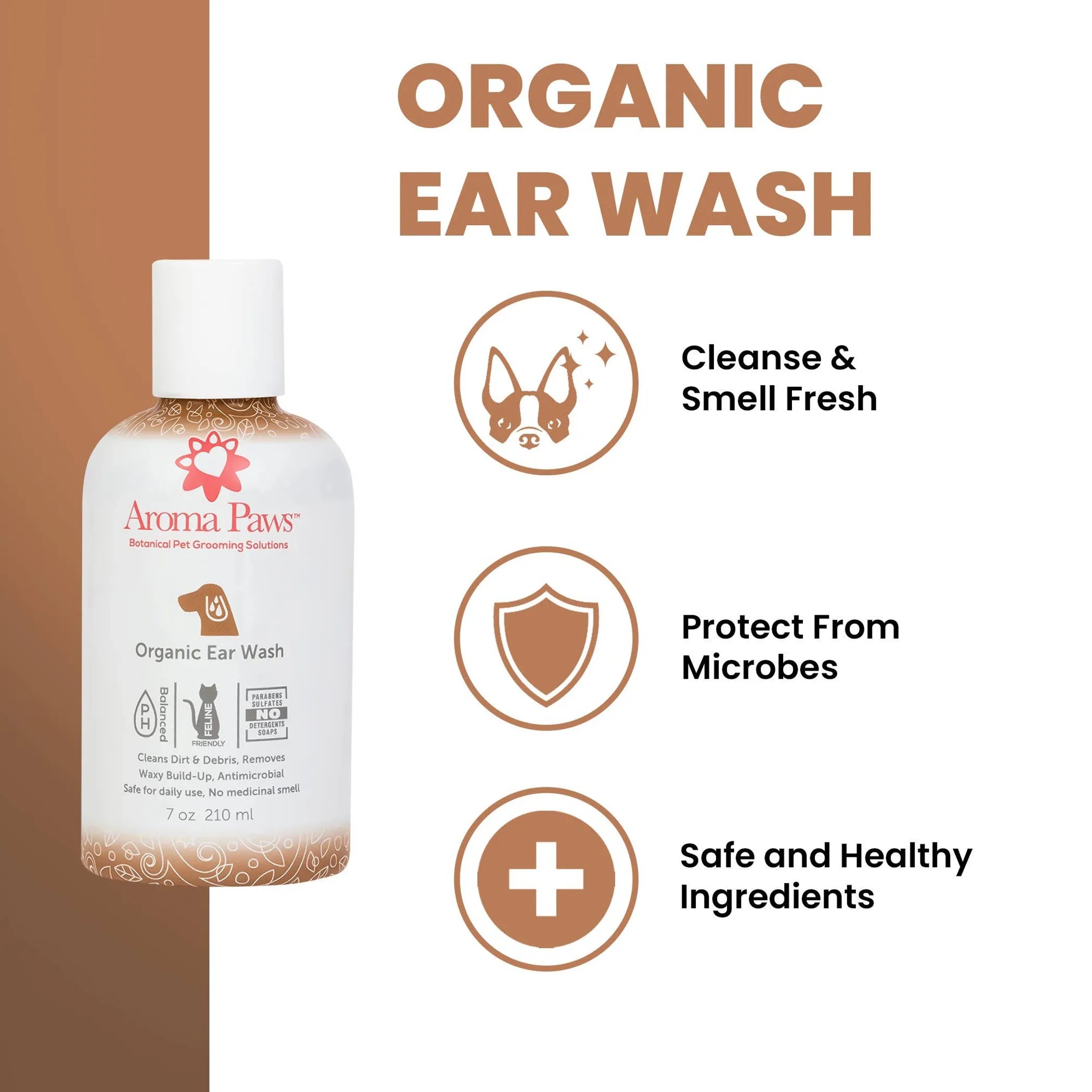 AromaPaws Organic Ear Wash for Dogs & Cats - 7oz