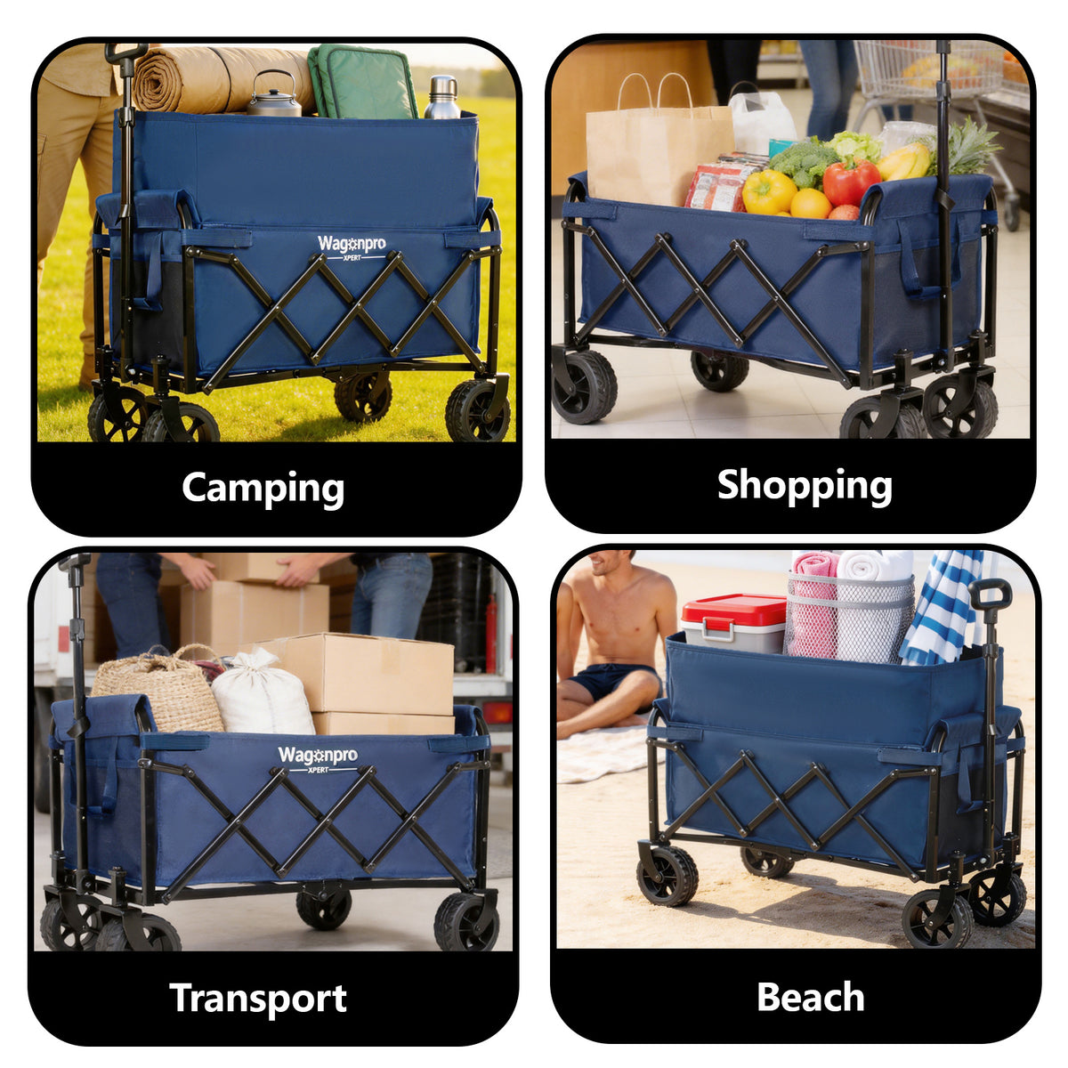 WagonPro 5x2 Wide Wheels- Expandable Dual- Layer Utility Wagon - 220lbs Capacity