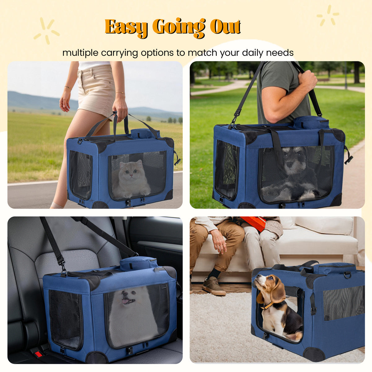 Collapsible Travel Dog Crate. Mesh Windows, Indoor Outdoor Use. 32, 36, & 40 inch.