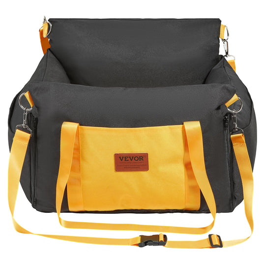photo of front of yellow & Black vevor dog booster seat for cars on white background