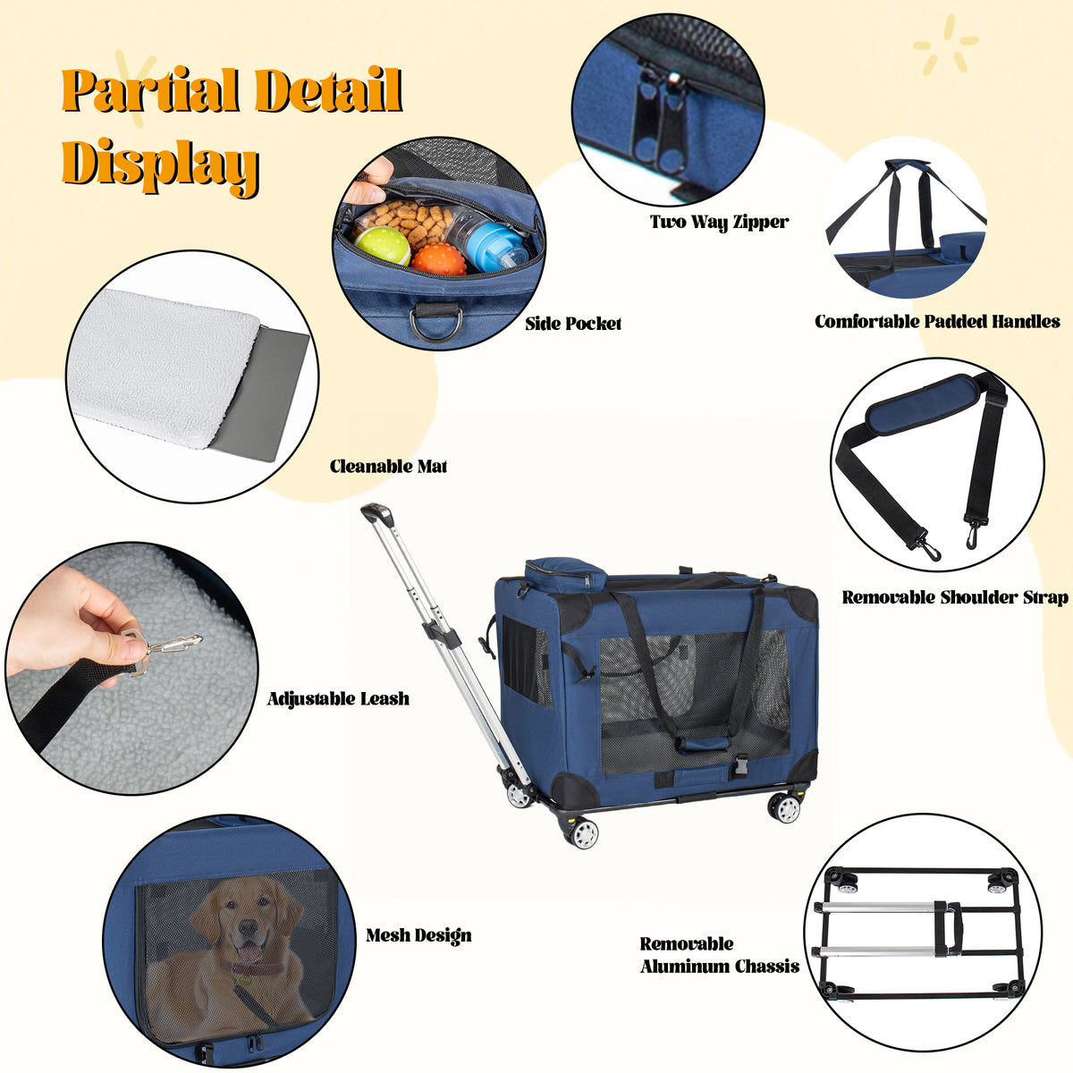Collapsible Travel Dog Crate on Wheels For Medium & Large Dogs. 24 or 28 Inch.