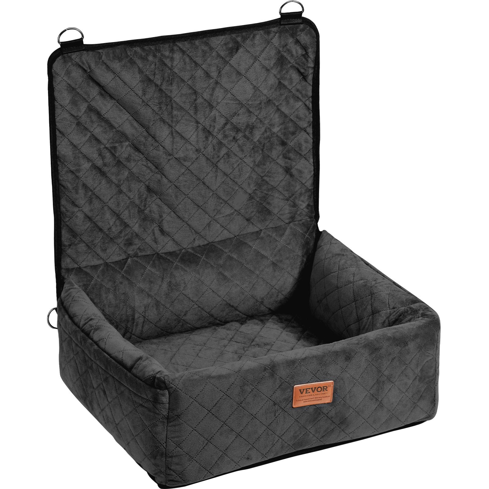 Gray quilted pet car seat with Vevor branding