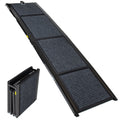 Dog ramp with textured surface shown extended and folded to manageable size