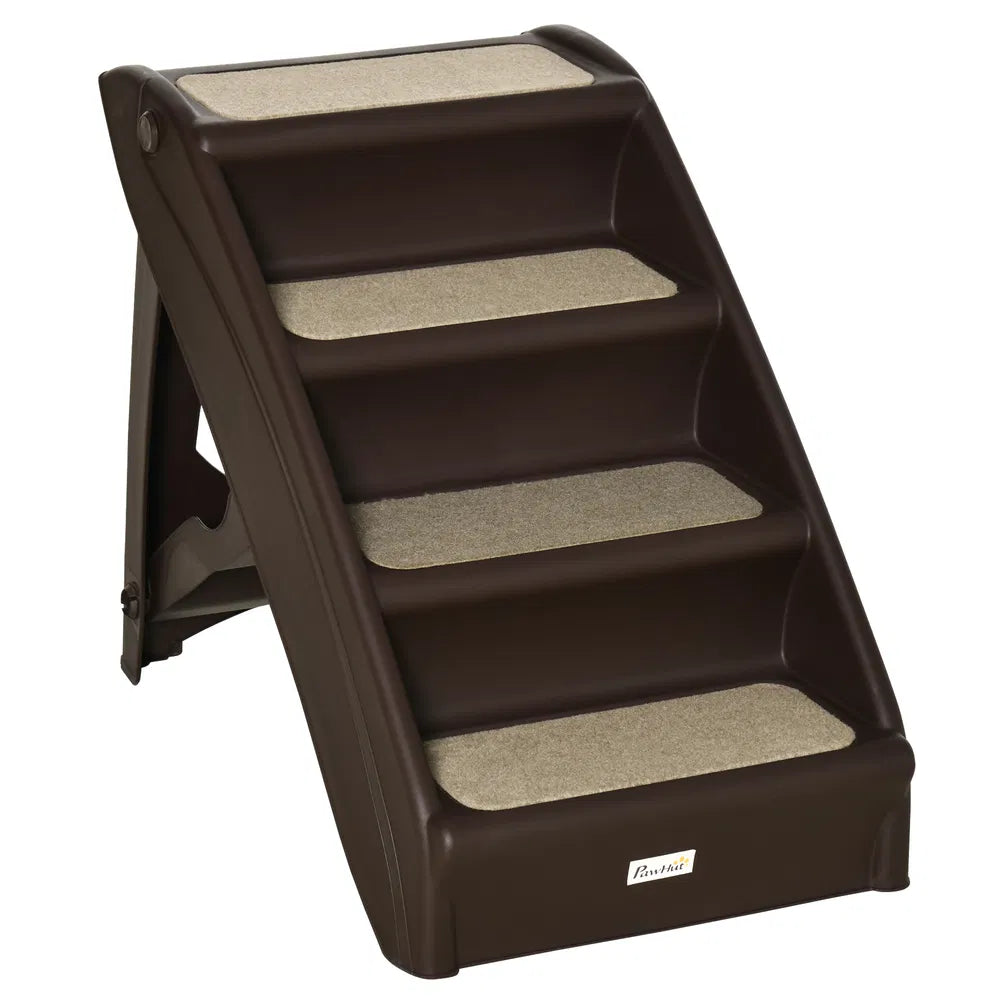 PawHut 4-Level Foldable Pet Stairs with Nonslip Soft Mats - Dogs Up to 22 lbs - 3 colors