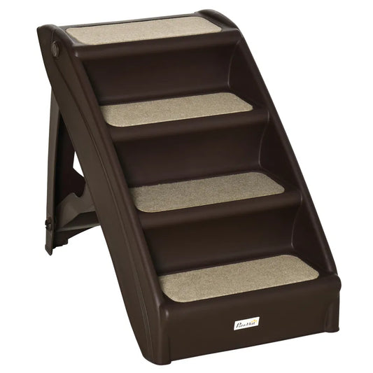 PawHut 4-Level Foldable Pet Stairs with Nonslip Soft Mats - Dogs Up to 22 lbs - 3 colors
