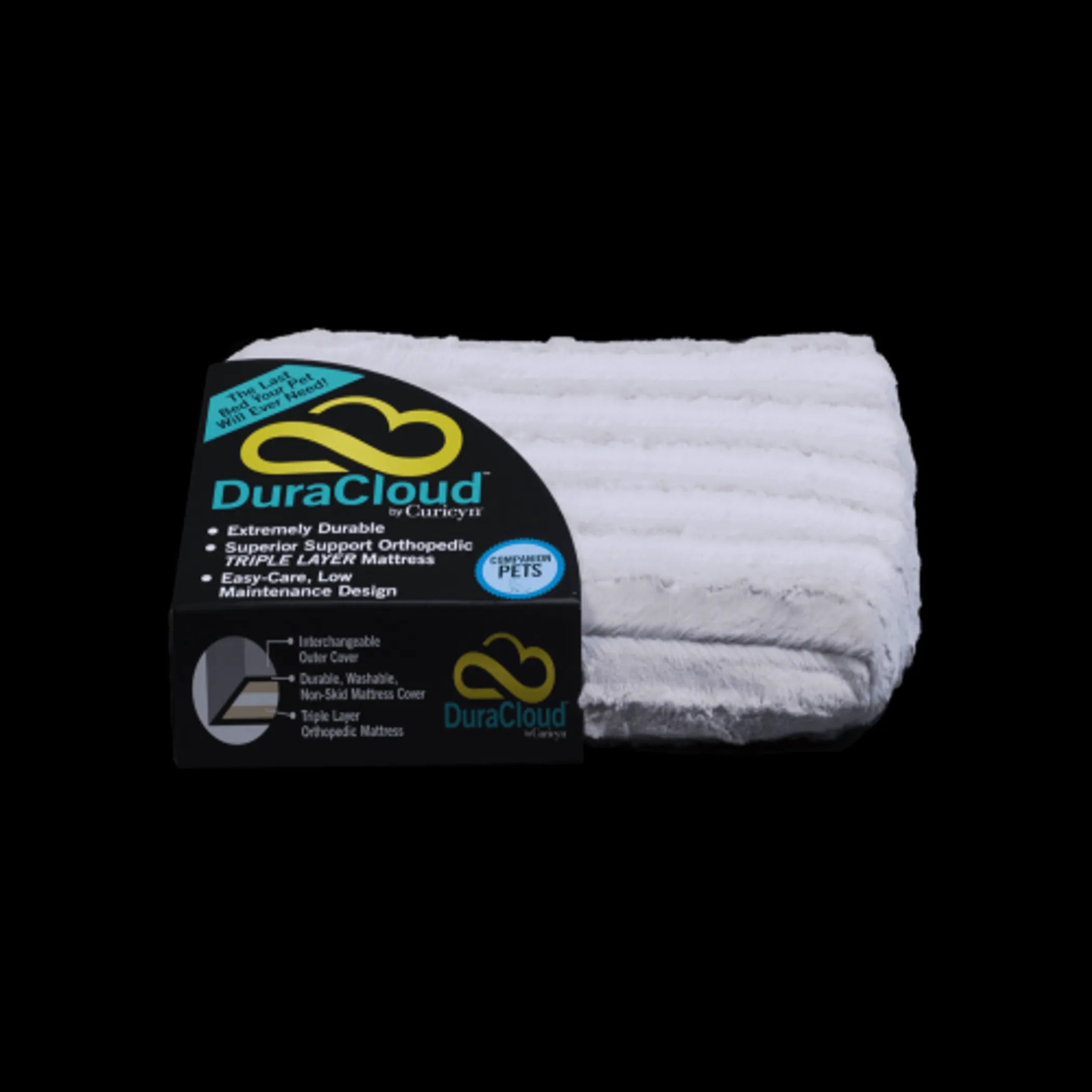 Packaged DuraCloud mattress topper with branding