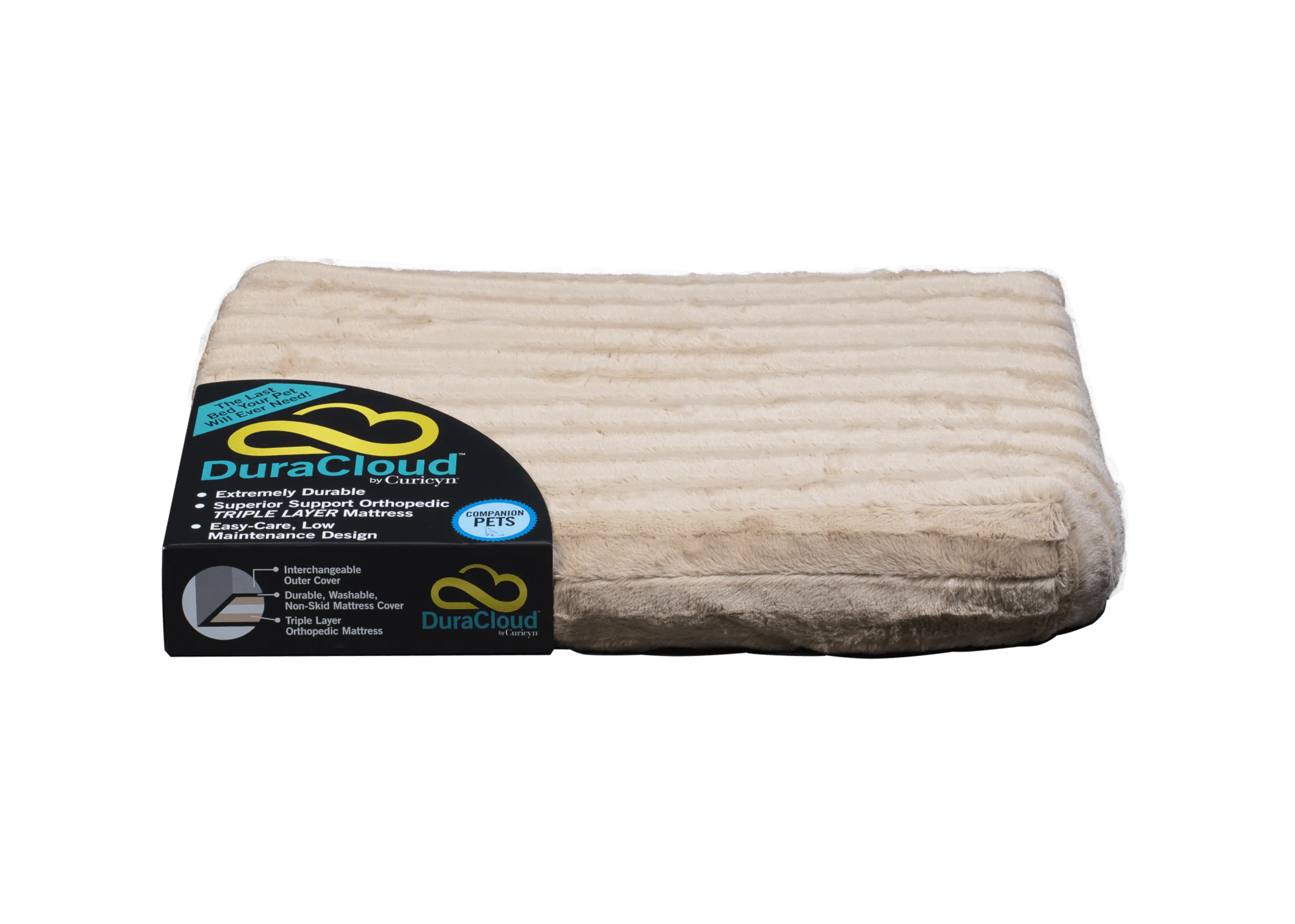 Rectangular mattress topper with DuraCloud labe