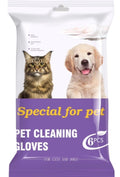 Pack of pet cleaning gloves with images of a cat and a dog on a purple background