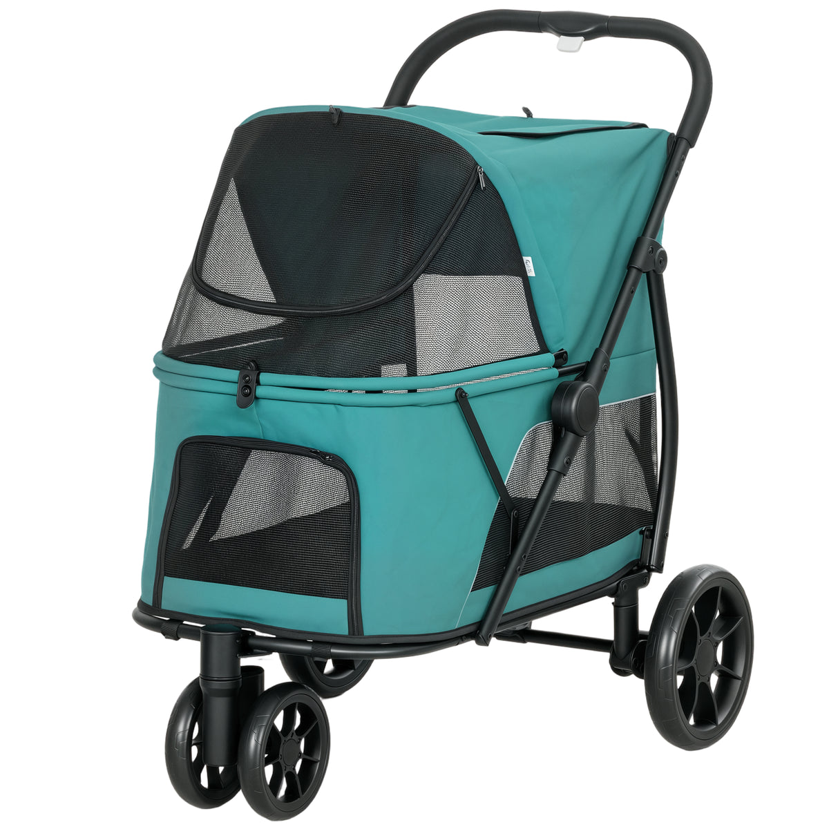3 Wheel Pet Stroller with Easy One-Click Quick Fold - Gray or Green