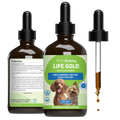 Pet Wellbeing Life Gold health supplement for dogs bottle with dropper