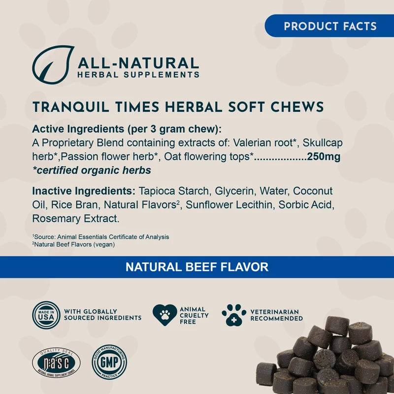 Tranquil Times Herbal Soft Chews | Herbal Calming Formula | 60 Count