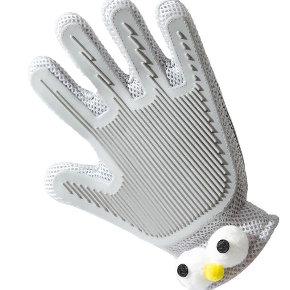 Gray grooming glove