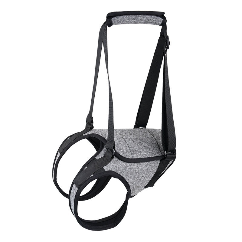Gray pet harness with black straps